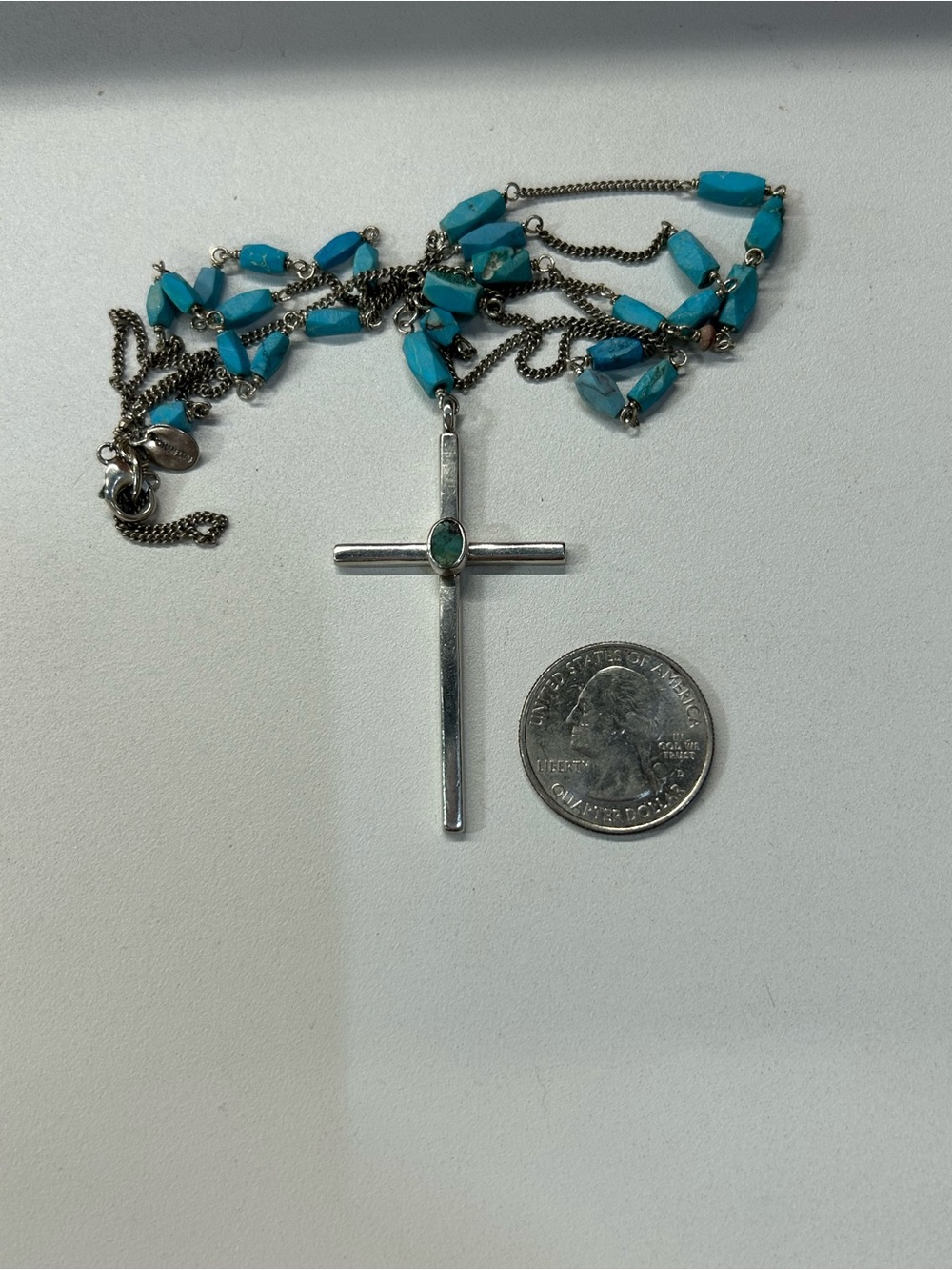 Chan Luu 925 Sterling Silver Turquoise Cross necklace 38” - Picture 13 of 13